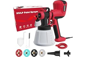 RAZIOL Pistola Pintura, Pistola Pintura Electrica HVLP de 700W con Conexiones para Limpieza y Soplado, 4 Boquillas y 3 Patrones, para Cobertizos de Muebles, Gabinetes, Cercas, Paredes, Puertas, etc.