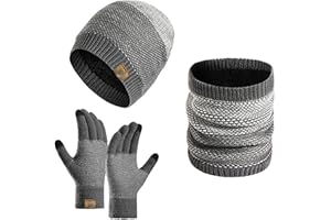 INSISMY Winter Beanie Hat Scarf for Men with Touchscreen Gloves Skull Cap Neck Warmer Scarves for Men Women Fleece Lined Unisex