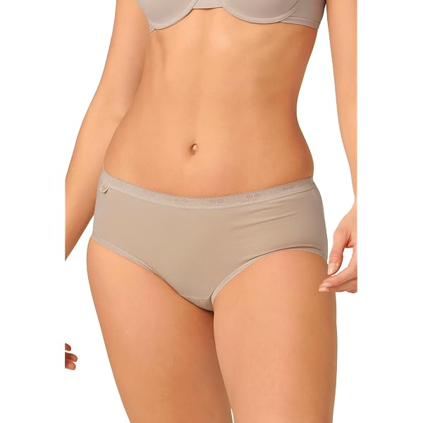 Slip Donna Sloggi Chic Midi In Cotone Con Pizzo, Confezione 3-4-6 Pezzi, Taglia B34, Comodi E Modellanti