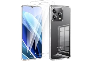 LYZXMY Hülle für Cubot A40(6.88") Transparent Handyhülle + 3 Stück Gehärtetes Glas Schutzfolie, Case Weich Silikon TPU Schutzhülle Cover
