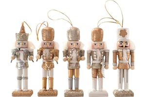 Hileyu 5 Piezas de Adornos de Cascanueces de Navidad,12cm Soldado Cascanueces De Madera Cascanueces de Madera Figuras Muñecas Títeres Adornos Regalos Árbol de Navidad Colgantes Colgantes