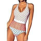 CUPSHE Costume da Bagno Intero da Donna con Stampa Beautiful World a Vita Alta