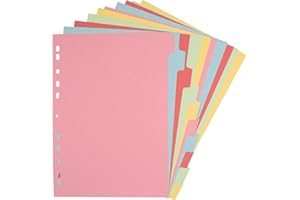 Elba A4 10-Part Card Dividers – Assorted Colours, Multi-Punched, 240gsm Recyclable Manila