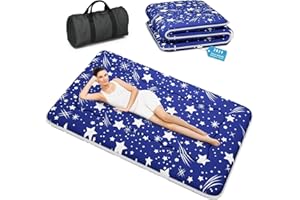 Kiseely Colchones para futones, Colchón futón japonés, Tatami Plegable, portátil, con Bolsa y Correa, para Dormitorio, colchón de Suelo Grueso, colchón Enrollable para Acampar (Azul IC5, 90X200cm)