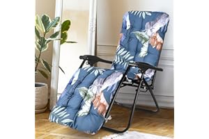 wawofun Sun Lounger Cushions Only, Sunlounger Cushions with Top Cover Garden Recliner Chair Pad Rocking Chairs Cushion Sunbed Cushions for Travel Holiday Garden Outdoor 170x53cm (Blue)