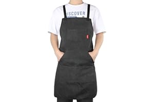 ALLONWAY Fartuch dla kobiet i mężczyzn, fartuch kucharski z regulowanym rozmiarem, fartuch dżinsowy odpowiedni do malowania, grillowania, gotowania i prac domowych, odporny na olej, kurz i plamy