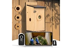 HLMNAKE Bird Box with 4MP HD Camera, Bird House for Garden, Weatherproof, 2.4G WiFi & App Notification, Watch Nesting and Hatching, Automatic Recording of Bird Videos & Motion Detection