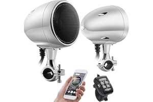 iMESTOU Sistema Audio per Moto 300W Impermeabile 4 Pollici Bluetooth Altoparlanti Stereo Built-in Classe D AUX MP3 Amplificatore 300 Watt Adatto per Manubrio 1-1.25 Pollici ATV UTV RZR