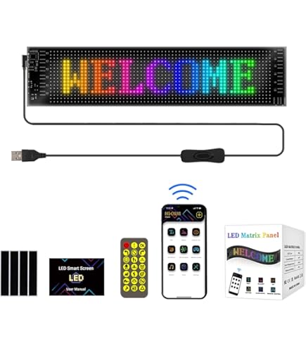 Tielux LED Atrix Panel Bluetooth APP Control USB 5V Flexible LED Screen Scrolling Text Pattern Aniation LED Sign Display - EL Sticker, Luinous Car Sticker - View #10