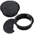 Patelai 2 Pieces Desk Grommet,Cable Wire Grommet Cord, PC Computer Desk Plastic, Tidy Wire Hole Cover Organizers, 60 mm/ 2.36 Inch Mounting Hole Diameter(Black)