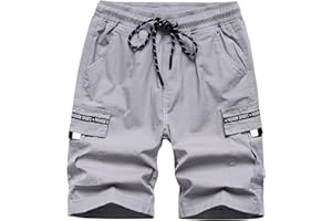 CAMLAKEE Short Cargo Garçon Bermuda Enfant Pantalon Court Été avec Taille Élastique