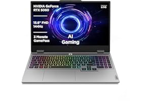 ‎LENOVO Lenovo LOQ Gaming AI Laptop | 15.6" Full HD 144Hz | NVIDIA GeForce RTX 5060 8GB | Intel Core i7-13650HX | 32GB RAM | 1TB SSD | Win11 | QWERTZ | RGB-beleuchtete Tastatur | Grau | 3 Monate GamePass