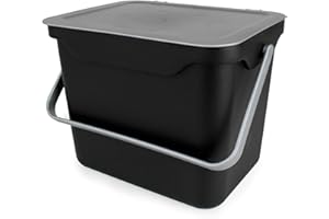 ALL-GREEN Easy Eco Black & Silver Grey Kitchen Compost Caddy/Food Recycling Waste Bin - 5 Litre (5L)
