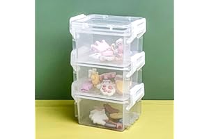 Koboko Kleine Aufbewahrungsbox mit Deckel, 5,5 x 7,5 x 13,5 cm-Mini- Transparente Box, Stapelbare Plastik Boxen mit Clipverschluss Weiß für Kleiner Schmuck Clips Kleinteile- 3-er Set