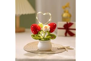 ‎BIXUFCAI Bixufcai Geschenke für Frauen Gestrickte Blumen Mit LED Lichter Handgemachter Topfpflanze Exquisite Gestrickte Blumen für Romantisch Dekoration Geschenk zum Muttertag Valentinstag Jubiläum