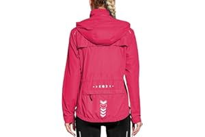 FitsT4 Sports Damen Fahrradjacke Radfahren Laufen Jacken Leichtgewicht Wasserabweisend Windbreaker Wanderjacke Reflektierend Trekking Regenjacke mit Kapuze