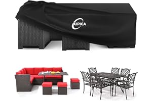 Kipiea Garden Furniture Covers Waterproof, Heavy Duty Outdoor Furniture Covers for Rattan Table and Chairs Windproof, 420D Oxford Fabric Patio Sofa Set Cover, Anti-UV, No Tear - 279 x 188 x 71cm