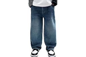 Happy Cherry Jeans Larghi Ragazzi in Denim Pantaloni Baggy a Vita Elasticizzata Casual Moda Pants con Tasche per Bambini 5-14 Anni
