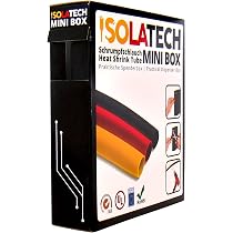 ISOLATECH Gaine Thermorétractable 3:1 Mini Box Sans Colle - Noir 6 Mm 5 Mètres - Réparation Câbles Auto, Électrique, UV Résistante