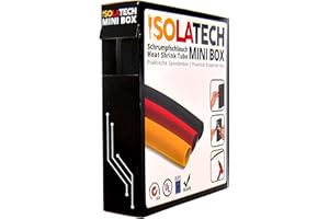 ISOLATECH tubo termoretráctil 3:1 Mini Box sin adhesivo negro Ø3mm 10 metros para coche USB cable reparación embalaje UV resistente aislante rollo sin etiquetar en práctica caja dispensadora