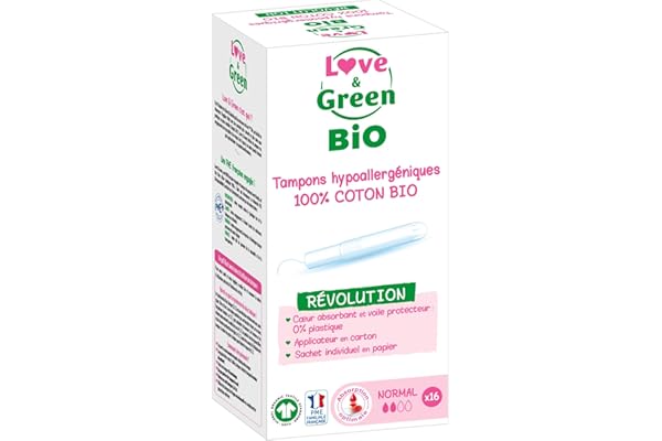 Love & Green BIO Tampons hypoallergéniques avec Applicateur "NORMAL" x 16
