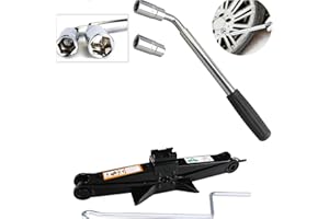 DICN Car Tyre Changing Tools Kit 2 Tonne Scissor Jack & Lug Wrench Set Telescoping Extendable Wheel Brace Universal Standard Sockets 17&19mm/21&23mm