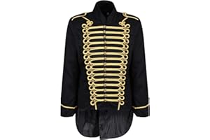 Ro Rox Men's Parade Jacket Marching Band Drummer Gothic Tailcoat - Black & Gold