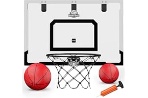 HYES 24'' x 16'' Canasta Baloncesto Infantil, Canasta de Baloncesto para Adultos, Canasta Baloncesto Interior con 2 Pelotas, Bomba, Juguete de Baloncesto para Hombre, Niños