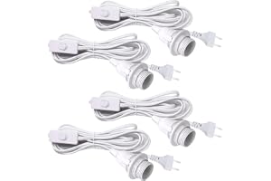 BORDEAG E14 lamputtag med kabel och strömbrytare, 4-pack lamputtag med strömbrytare, lamputtag E14 med 3,5 m kabel, lampupphä