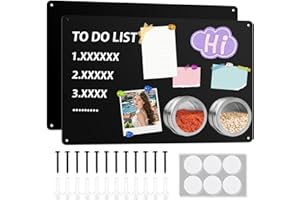 ALANGDUO 2 Stück Magnettafel Schwarz, 42 X 30cm Magnettafel Magnetboard, Magnetwand Magnetische Kreidetafel zum Präsentieren von Notizen, Fotos, Gewürzgläsern, für Wohnung Büro Küche