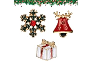 BRTNUP 3Stück Weihnachtsserie Pin Brosche Metall Brosche, Weihnachtsbrosche Pin Set, Weihnachten Schneemann Elch Socken Glocken Kränze Geschenk Broschen, Niedliche Kristall Emaille Weihnachtsschmuck