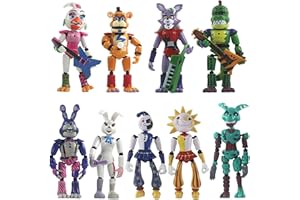 LYOVEU Five Night at Freddy Figures, Security Breach Action Figure Toy,Removable Joint FNAF Anime Cute Bonnie Bear Foxy Action Figure Collectible Set Lights Movable