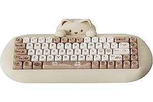 ‎YUNZII YUNZII C68 Drahtlose Mechanische Tastatur,65% Gaming Tastatur Hot Swap,Triple Mode BT5.0/2.4G/Wired Gaming Tastatur,RGB Backlit NKRO, Ergonomie Tastatur für Win/Mac (Milchschalter,Braune Katze)