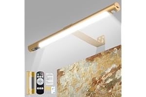 CkeyiN Pro Kabellose Bildleuchte mit Fernbedienung, Wiederaufladbare Wandleuchte mit 3 Leuchtmodi 4 Timer,Kann in Kleiderschränken, Schränken, Schlafzimmern, Treppen, Fluren (Gold)