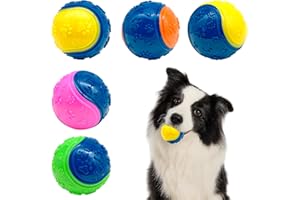 Griwuut Lot de 5 balles couinantes pour Chien, Jouets à mâcher pour Jouer, entraîner, interagir et soulager l'ennui (Couleur aléatoire)