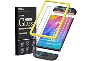 STARTRC GAMES Confezione da 2 pellicole protettive per Nintendo Switch 2, trasparenti HD trasparenti, anti luce blu, con cornice di allineamento, antigraffio, spessore 0,3 mm, senza bolle, ultra trasparente