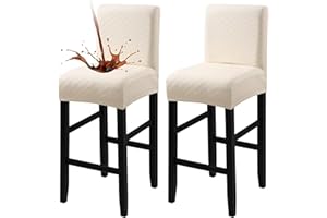 Fuloon Waterproof Bar Stool Covers, High Elastic Fit Removable Washable Bar Chair Covers with Back, The ideal length for the backrest and seat cushion is approximately 15 inches