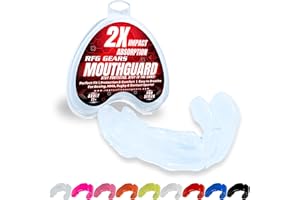 REPTON FITNESS GEARS Mouthguard, Adult and Junior Gum Shield Slim Fit with Case for Boxing, Martial Arts, Judo, MMA, Rugby, Karate, Hockey and Other Contact Sports (Clear, Adults (11+))