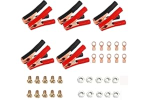 EXBRITH 10 Piezas Aislamiento Batería Pinza Roja, Cocodrilo Batería de Coche Clip, Abrazaderas Clips de Batería, para Automóviles, Proyectos Eléctricos, Probadores de Voltaje (Rojo, Negro)