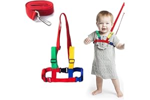 JEOPKO Walking Harness and Safety Leash Anti-Lost, 2 in 1 Baby Safety Reins Anti-Lost for Children, Child Rope Leash Walking Hand Belt (Yellow and Green)