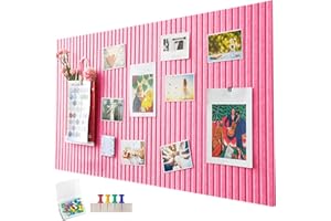 PENBINMALL Bacheca in Sughero Autoadesiva 60x40 cm,Lavagna Sughero da Parete,Lavagna di Sughero in Feltro,Bacheca in Feltro,Bacheca da Parete con 30 Puntine per Foto e Appunti in Casa e Ufficio，Peach