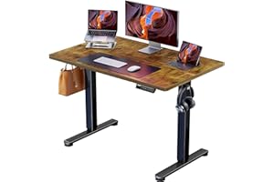 ErGear Elektryczne Biurko Stojące 100 x 60 cm, z Łatwo Wysuwaną Szuflladą & 4-Pamięciowym Smart Panelem, Konstrukcja T-Stopni, Płyta Łączona, Biała Rama i Powierzchnia