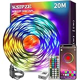KSIPZE Striscia LED 20M, Bluetooth Smart LED Striscia con Telecomando, App Controllato, Cambia Colore con la Musica