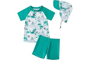 YAGATA Kinder Jungen Badeanzug Bademode Jungen Uv-Schutz Bade-Set Dinosaurier Badeshorts Badebekleidung