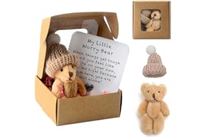 TOGETDREAM Worry Bear Hug in a Box, A Little Pocket Bear Hug, Mini Plush Bears in Box, Get Well Soon Gifts for kids, Pocket Bears with Inspirational Card, Positive Gift for Women Men Valentine's Day Christmas