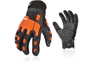 Vgo... Bezpieczne rękawice robocze skórzane, rękawice udarowe, rękawice antywibracyjne, wodoodporne, rękawice mechaniczne, rękawice do takierowania, wytrzymałe (CA7722WR,10/XL, czarne, 1para)