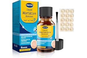 MQUPIN Liquid for Corn removers, Corn Removers for feet Extra Strength, Fast Acting Foot Corn Remover, Foot Corn Pain Relief, 15ML Liquid with 15PCS Cushions 10PCS Swabs