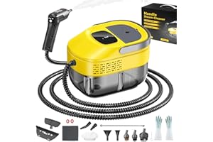 SLPGARIMAHQE 3 Level Adjustable Pressurized Handheld Steam Cleaner for Home, 10s Heat-Up Handheld Steamer for Cleaning, 1.6 Qt Tank Portable Steam Cleaner Handheld for Car,Grout,Tile,Couch,Floor (yellow)
