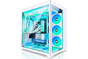 KEDIERS PC Case - Pre-Install 9 ARGB Fans, ATX Tower Tempered Glass Gaming PC Open Frame, C590，white