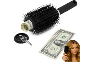 leruiyezs Cachette Secrete Brosse à Cheveux avec Couvercle Dévissable pour Objets de Valeur,Cachette Argent Discrète,Boite Secrete de Voyage Camouflée pour Maison,École,Hôtel,Plage,Sûreté,Brosse Ronde